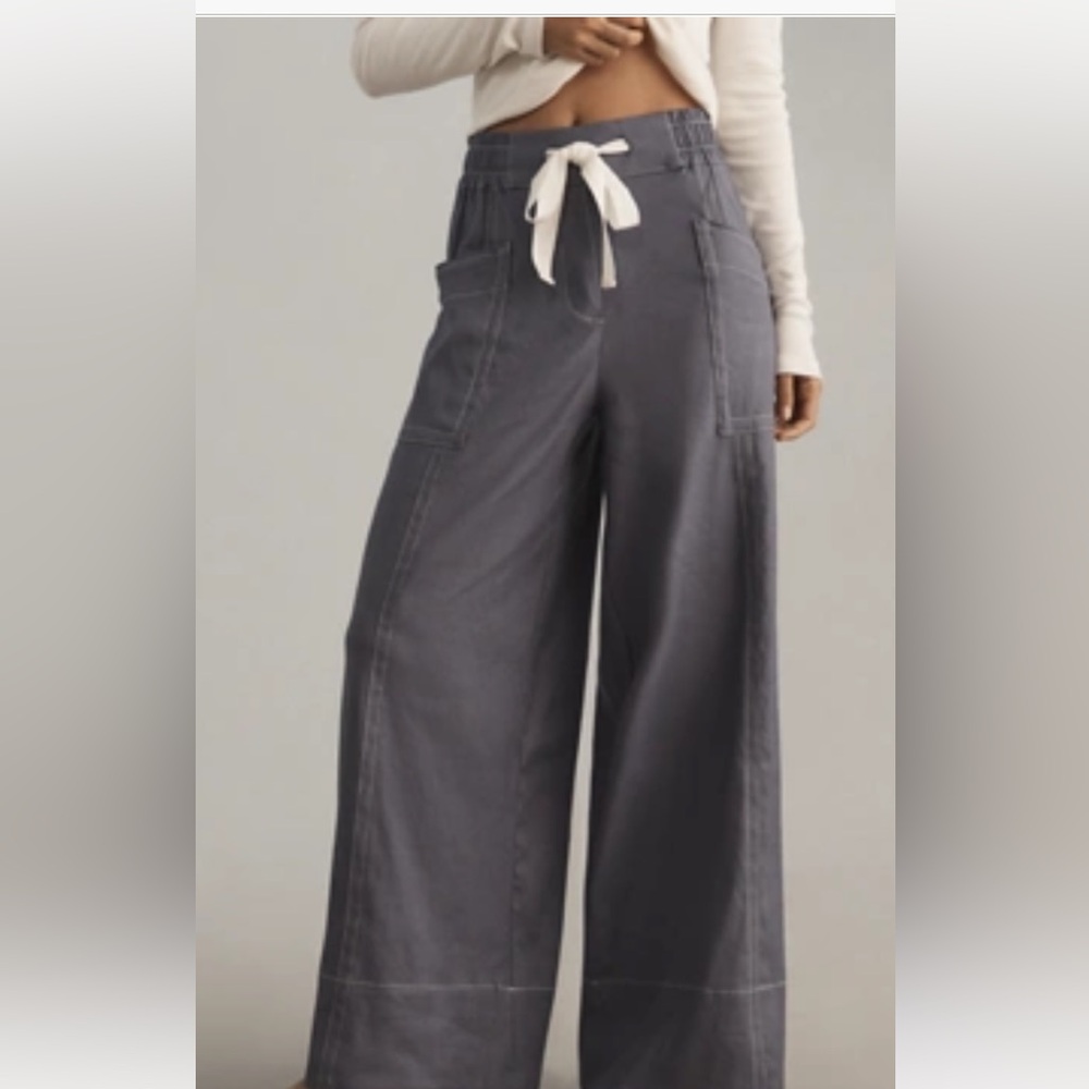 Maeve Linen Blend Pull-On Wide-Leg Pants